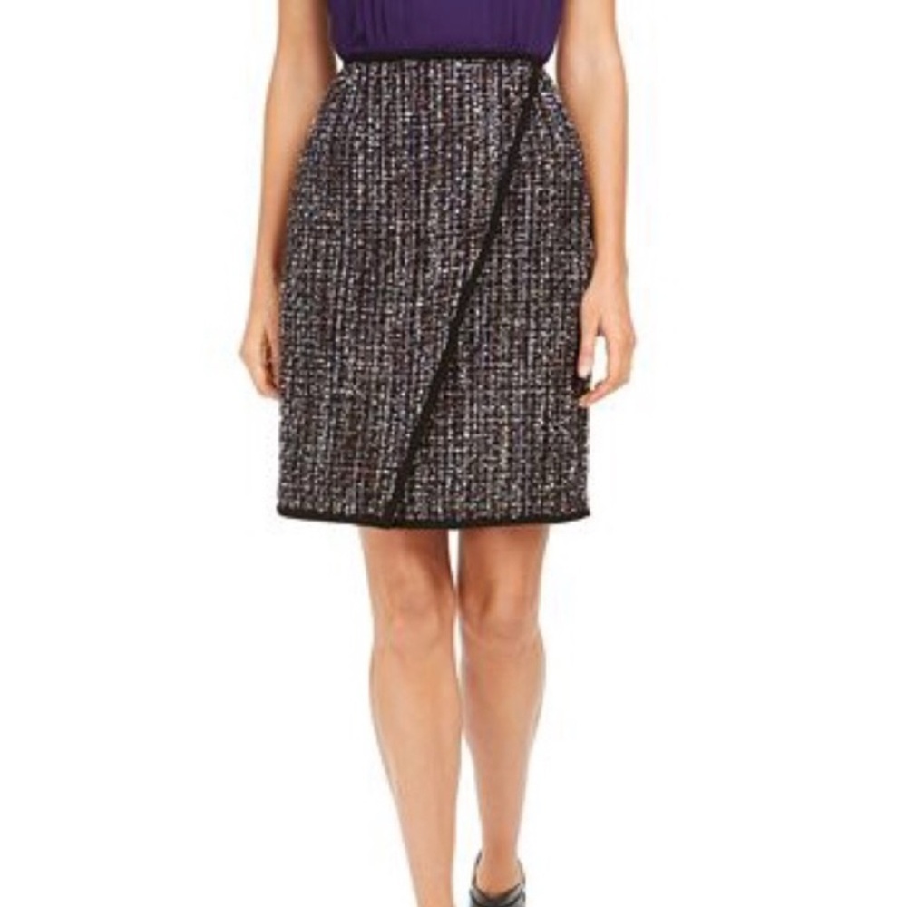 Calvin Klein | Stylish Tweed Overlap Front Pencil Skirt